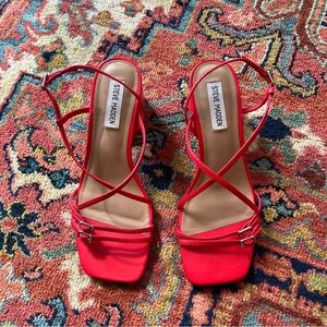 Steve Madden Strappy Red Block Heels